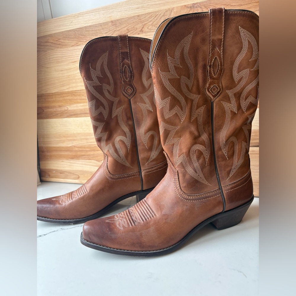 Ladies Western Leather Boots - Brown, 11